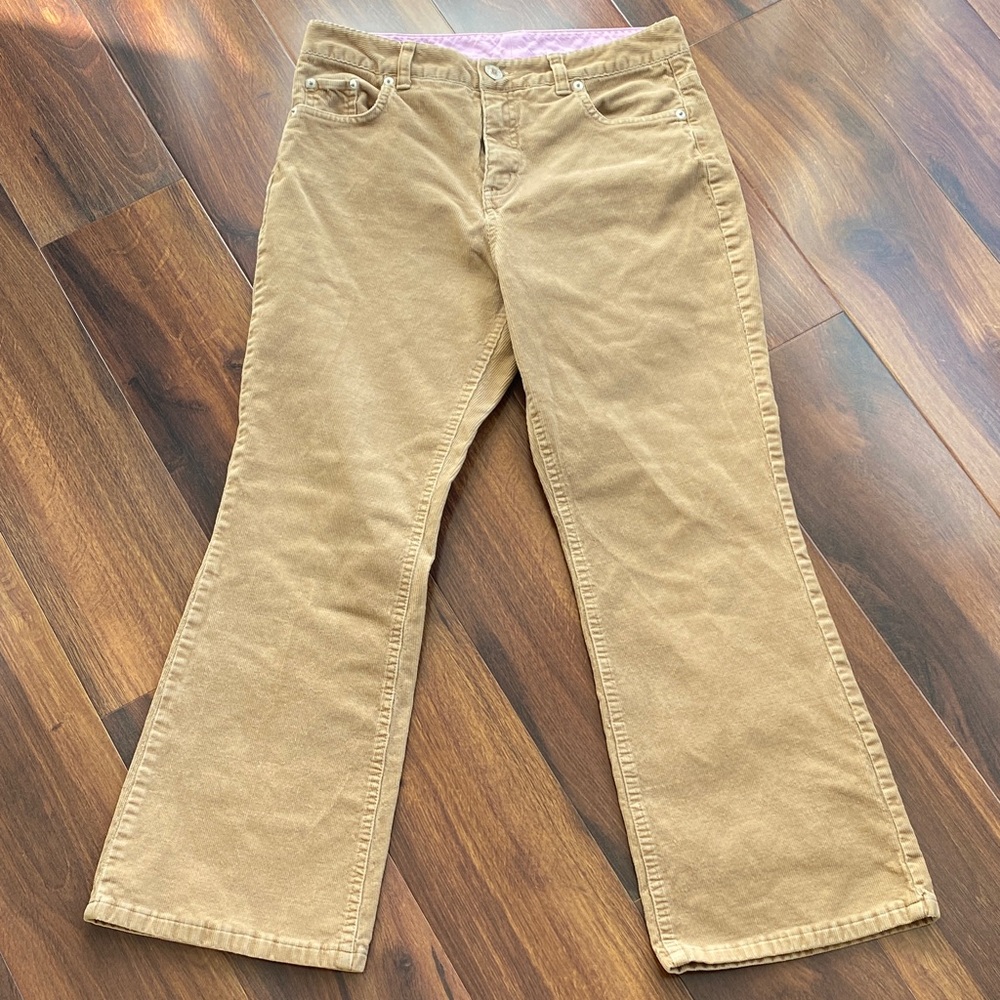 Lands End Corduroy Tan Flare Boot Cut Slim Low Rise Pants